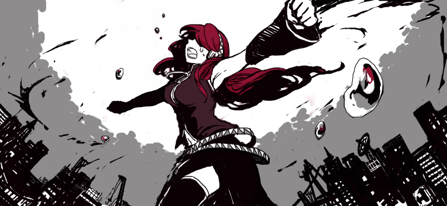 noki (artist), noki (pixiv363792), nosaki (pixiv363792), megurine luka, double lariat (vocaloid), vocaloid, bad id, bad pixiv id, inactive account, 1girl, female focus, midriff, monochrome, navel, pink hair, solo, tears, thighhighs