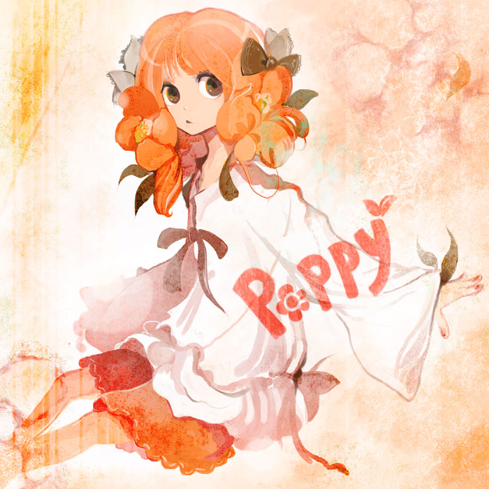 xxxxakixxxx, bad id, bad pixiv id, 1girl, bow, brown eyes, female focus, flower, lace, lingerie, petticoat, red hair, ribbon, solo, underwear