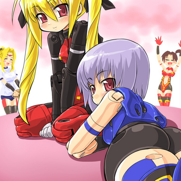 dd (ijigendd), espadia, eukrante, ianeira, ianeira (limited edition), lancamento, busou shinki, resized, ass, blonde hair, blue hair, doll joints, mecha musume, pink eyes, pixiv thumbnail, twintails