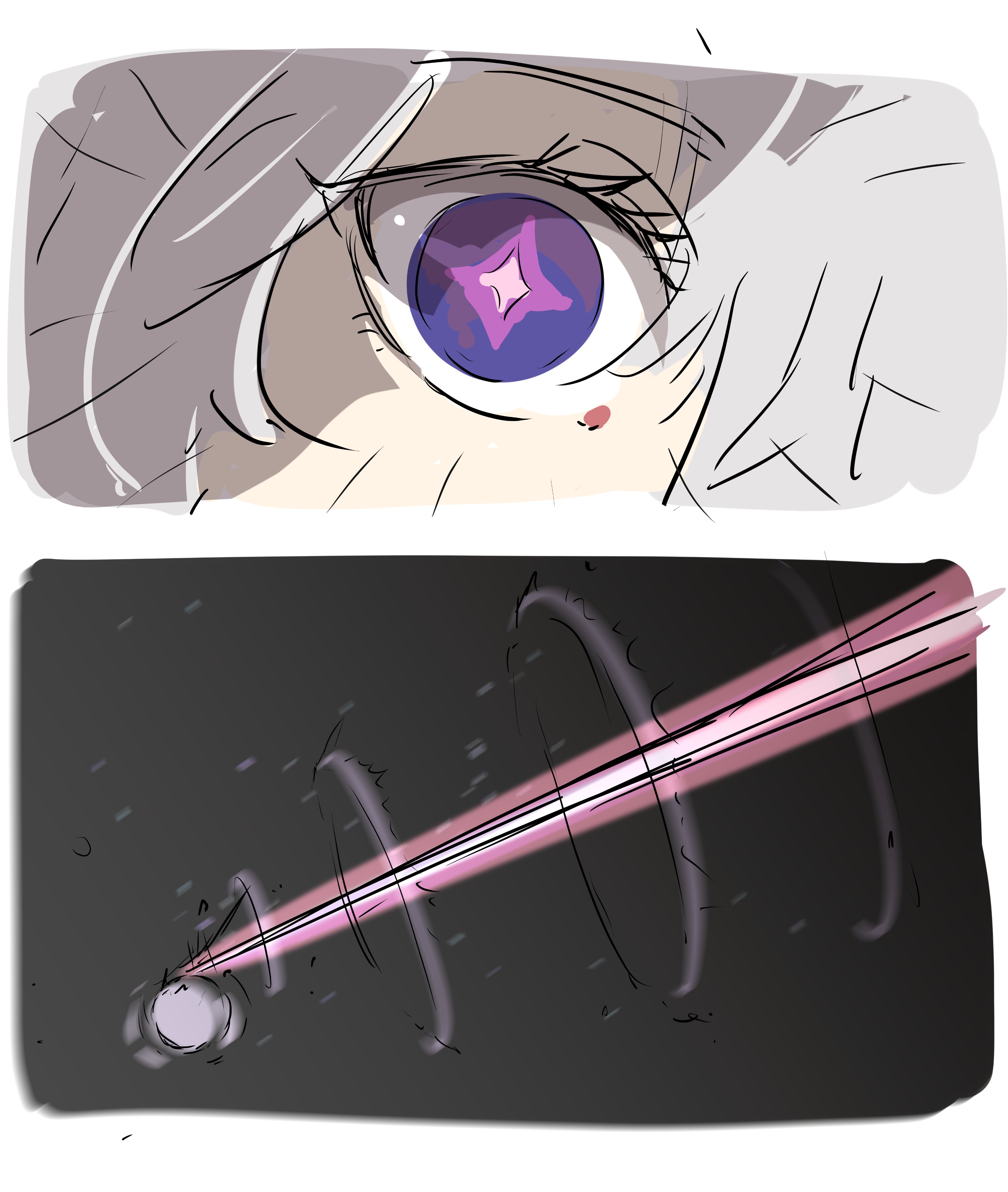 ooyun, kiana kaslana, kiana kaslana (herrscher of finality), honkai (series), honkai impact 3rd, absurdres, highres, 1girl, blue eyes, close-up, comet, eyelashes, galaxy, planet, space, star-shaped pupils, star (symbol), symbol-shaped pupils, white hair, wide-eyed