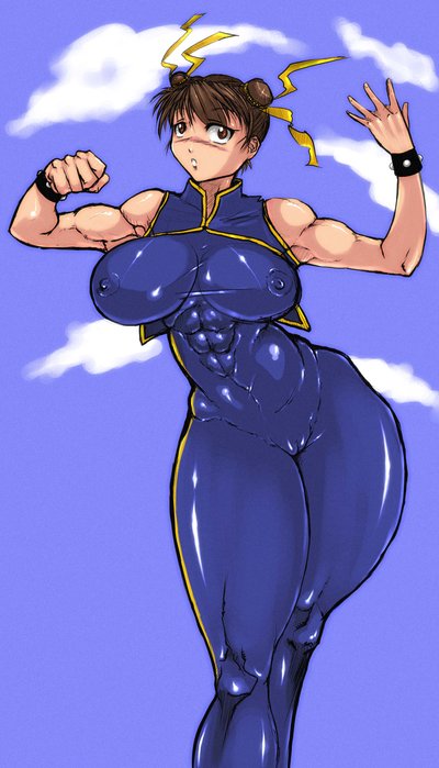 rhemora, chun-li, capcom, street fighter, 1girl, breasts, female focus, huge breasts, nipples, solo