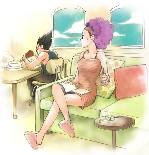 bulma, vegeta, dragon ball, dragonball z, husband and wife