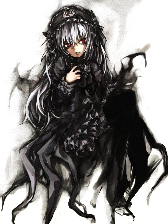 hiens, suigintou, rozen maiden, silver hair, bad id, bad pixiv id, 00s, dress, frills, hairband, long hair, red eyes, solo