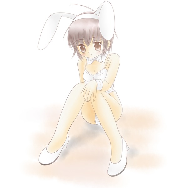 kakashi, mode (mode-n), nagato yuki, suzumiya haruhi no yuuutsu, bad id, bad pixiv id, 00s, 1girl, animal ears, bare legs, fake animal ears, female focus, high heels, playboy bunny, purple hair, rabbit ears, shoes, solo