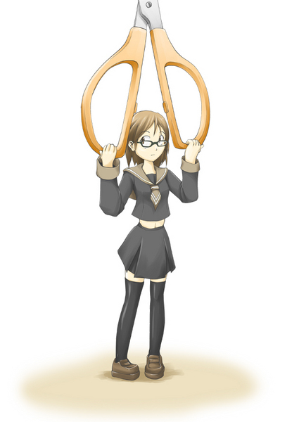 artist request, character request, copyright request, tagme, 1girl, female focus, mini person, minigirl, scissors, solo