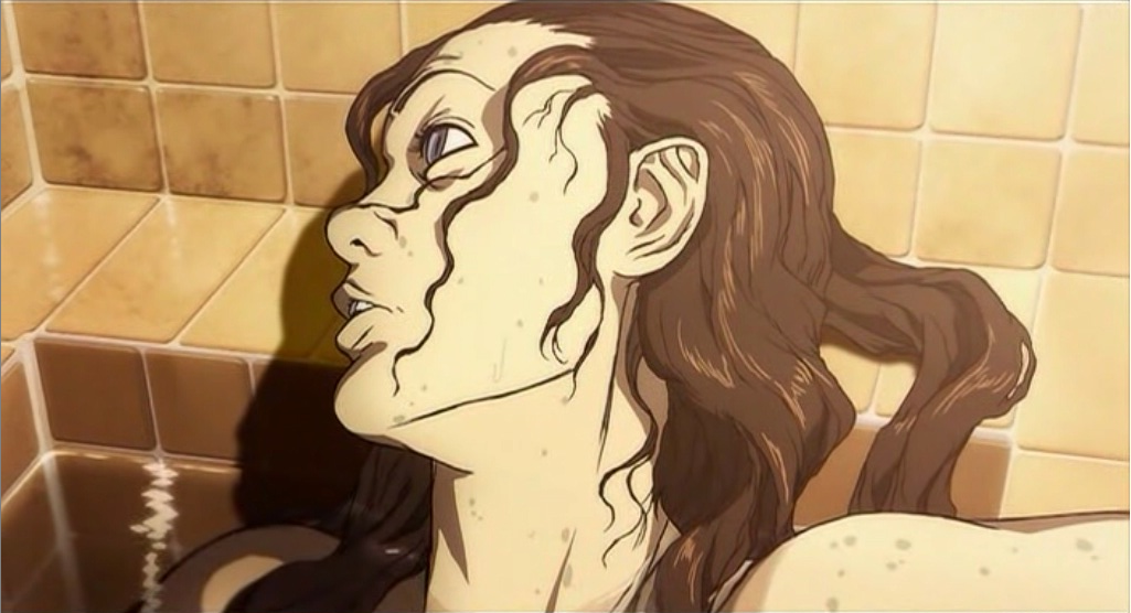 bath, blood, blue eyes, brown hair, suicide, tiles, water