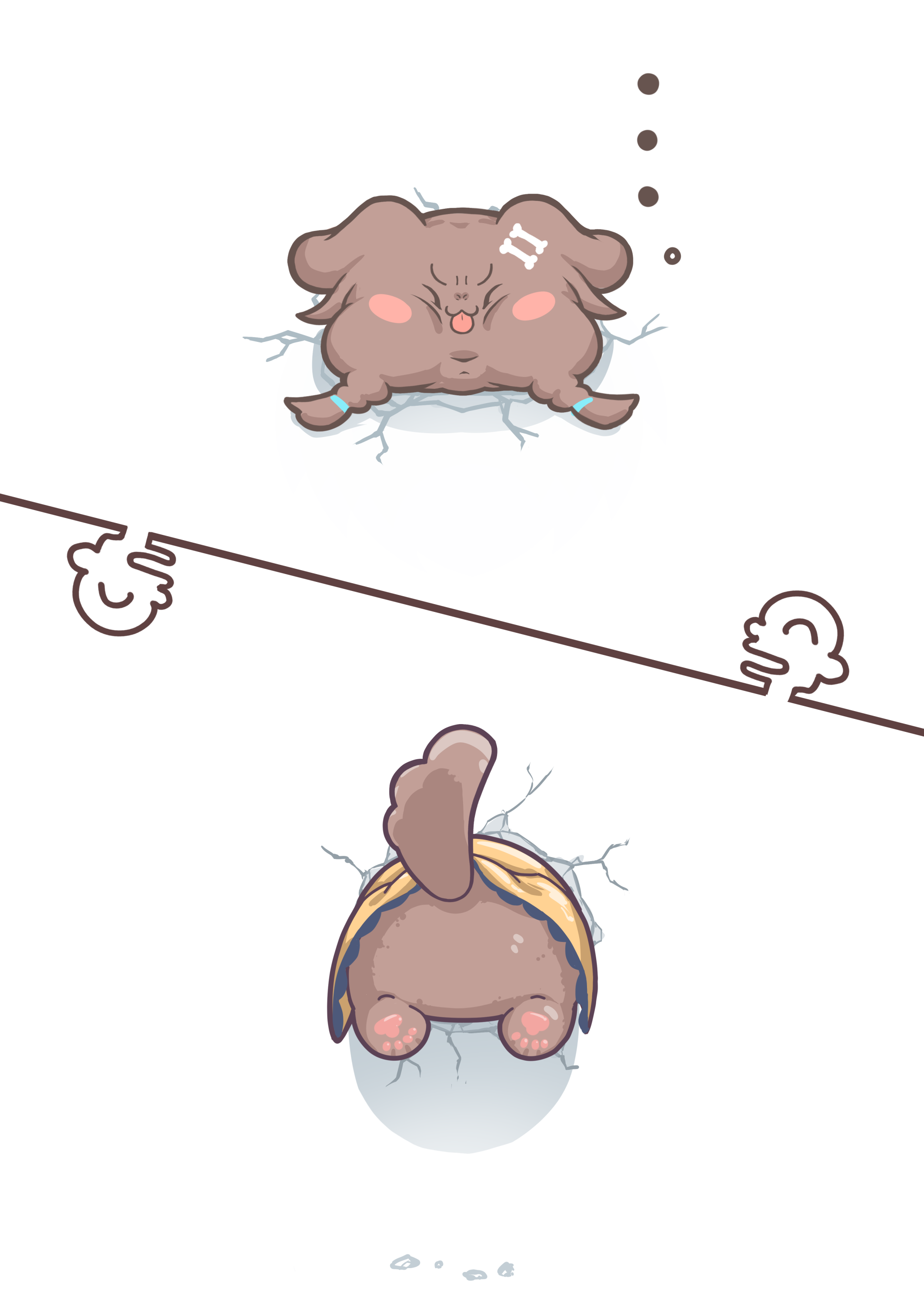 syam illust, inugami korone, inugami korone (dog), listener (inugami korone), hololive, absurdres, highres, tagme, …, animal focus, dog, through wall