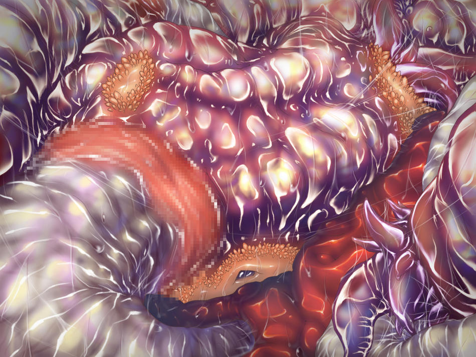 kaeru, slime, censored, flat chest, gaping, guro, large insertion, loli, melting, monster, mosaic censoring, no humans, nude, object insertion, oral, pointless censoring, pussy, rape, scared, spread pussy, tentacles, transformation, vaginal, wet, what