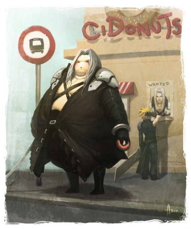 cloud strife, sephiroth, final fantasy, final fantasy vii, fat
