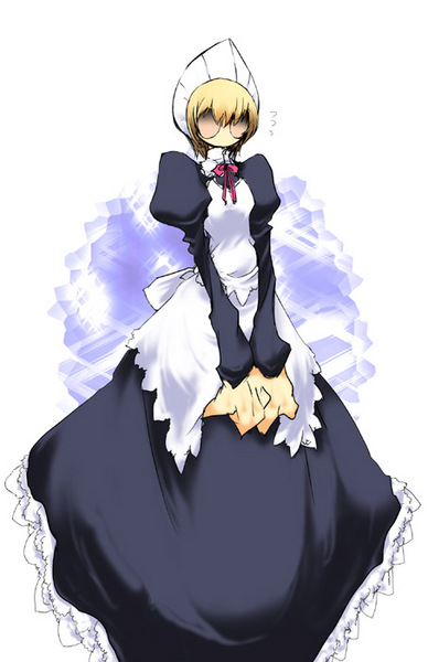 aoguu, 3m, futaba channel, nijiura, nijiura maids, 1girl, female focus, maid, simple background, solo, white background