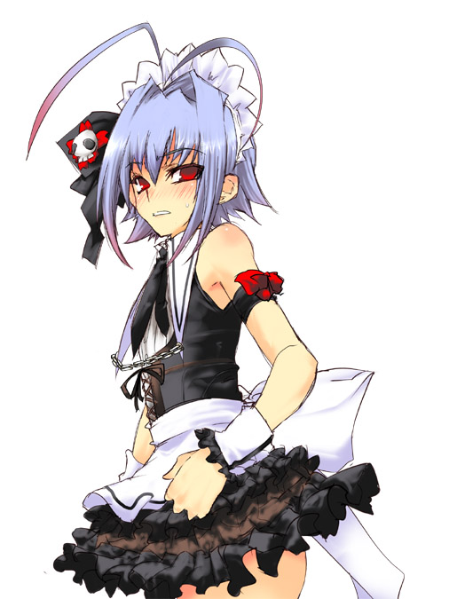 aoguu, yuki (otosuki), otoko no ko wa meido fuku ga osuki!?, bad id, bad pixiv id, antenna hair, crossdressing, crossdressing (mtf), maid, male focus, male maid, miniskirt, skirt, solo, trap