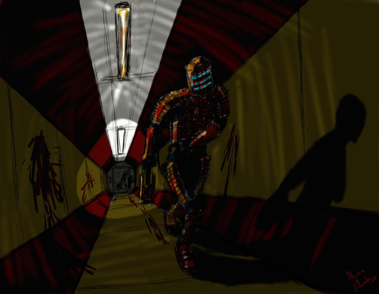 isaac clarke, dead space (series), light, armor, gun, helmet, power suit, science fiction, weapon