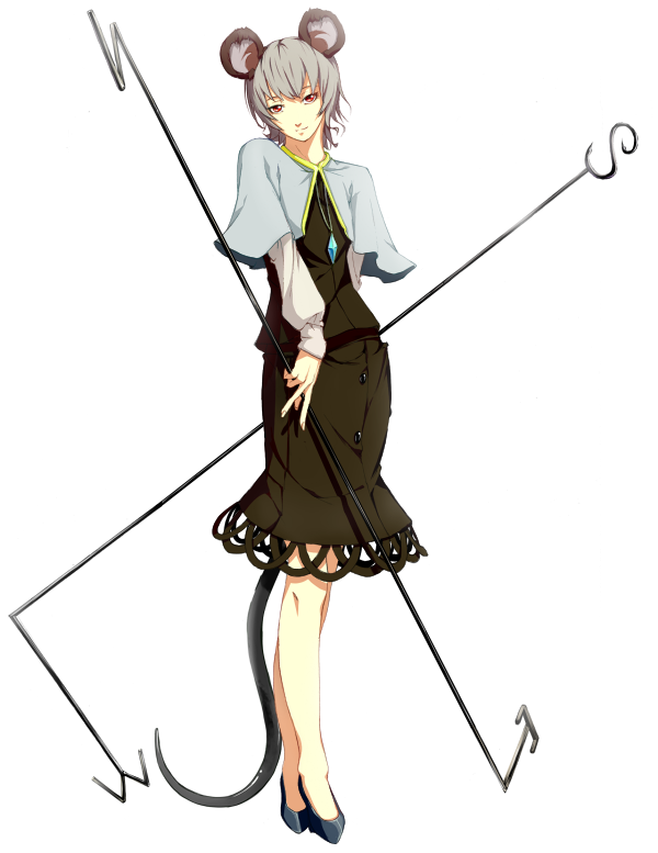 sousou (sousouworks), nazrin, touhou, silver hair, 1girl, aged up, animal ears, female focus, full body, high heels, jewelry, mouse ears, mouse tail, pendant, red eyes, shoes, short hair, solo, standing, tail