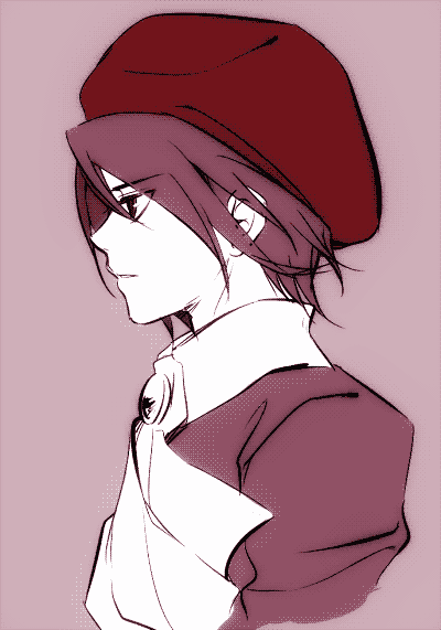 m-samuel, kanon (umineko), umineko no naku koro ni, bad id, bad pixiv id, 00s, 1boy, beret, hat, male focus, monochrome, pink theme, solo
