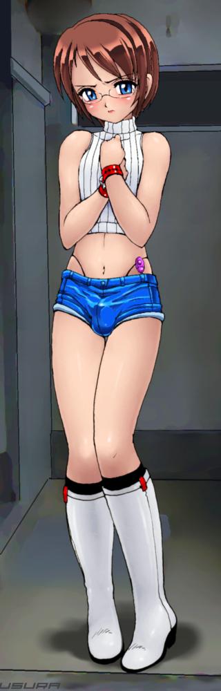 usura, long image, tall image, brown hair, crossdressing, glasses, short hair, trap, vibrator