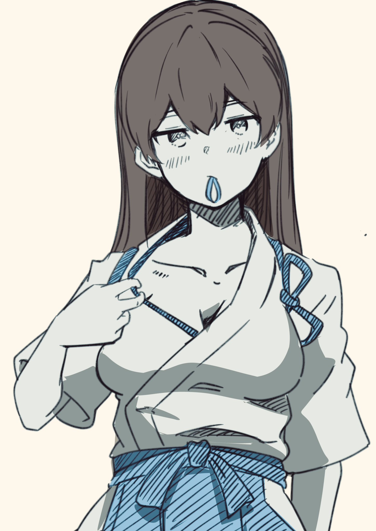 chakoru, kaga (kancolle), kantai collection, tagme, 1girl, breasts, cleavage, expressionless, large breasts, looking at viewer, simple background