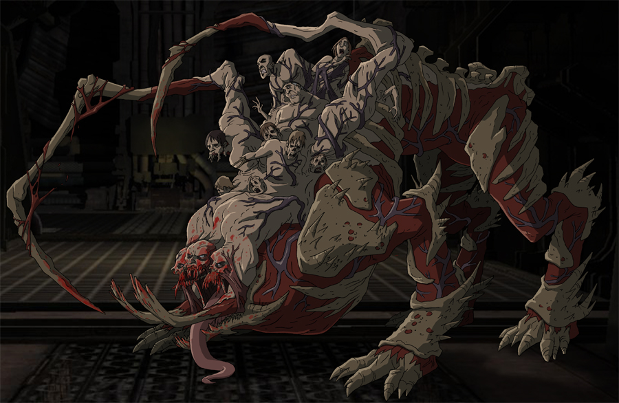 dead space (series), colorized, blood, creepy, guro, monster, necromorph, no humans, tongue, veins