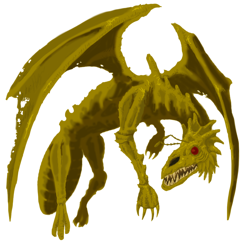 byakhee, call of cthulhu, cthulhu mythos, commentary request, mixed-language commentary, monster, no humans, open mouth, red eyes, sharp teeth, simple background, slash sai 430, solo, teeth, white background, wings, yellow claws