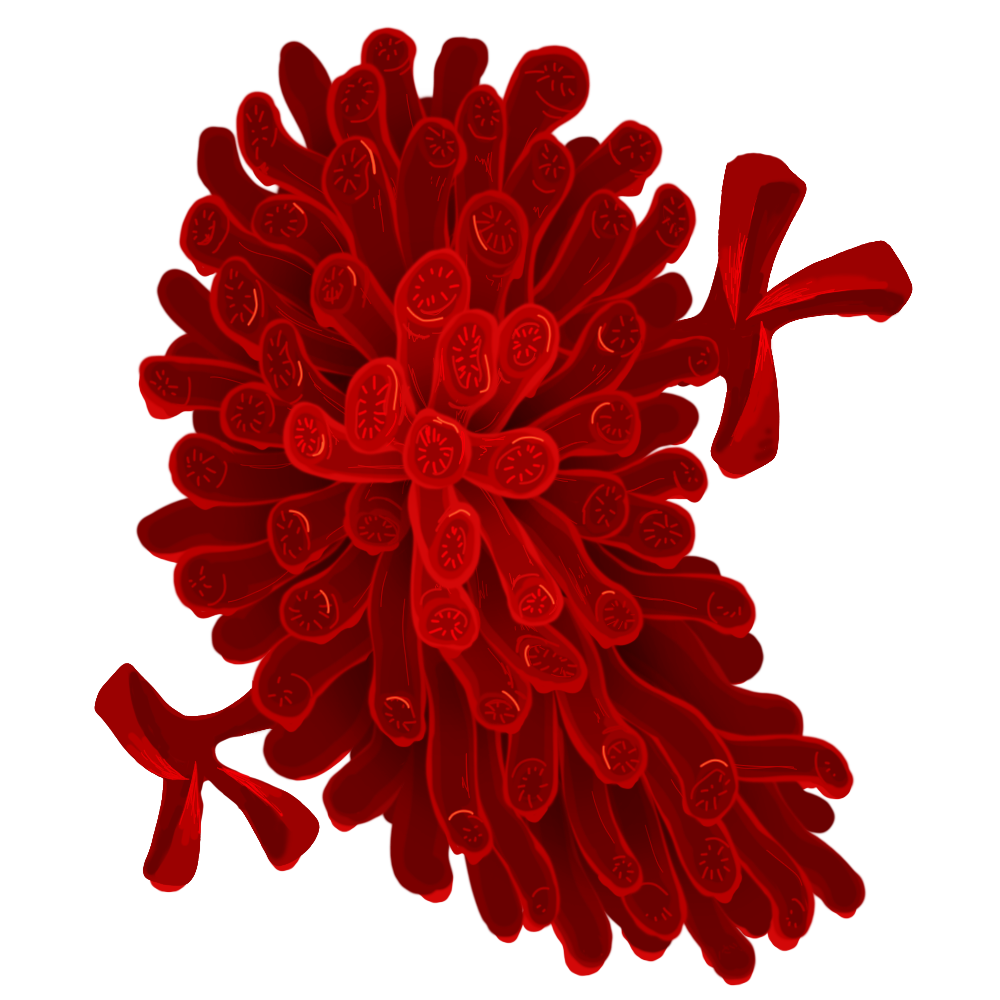 call of cthulhu, cthulhu mythos, commentary request, mixed-language commentary, extra mouth, monster, no humans, sharp teeth, simple background, slash sai 430, solo, star vampire, teeth, white background