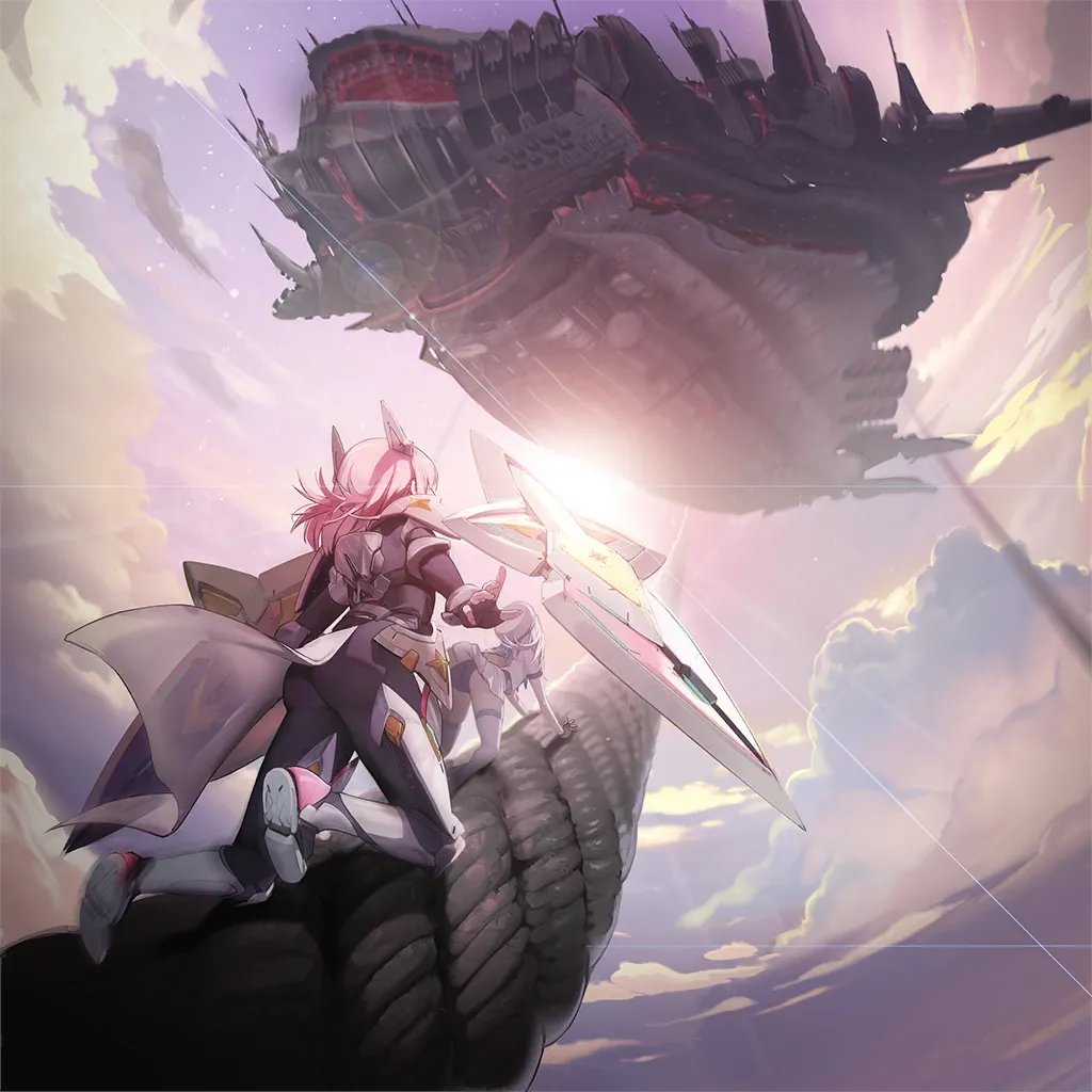 mother whale (nikke), neon (nikke), noah (nikke), goddess of victory: nikke, game cg, 1other, 2girls, armor, armored bodysuit, armored boots, ass, bodysuit, boots, climbing, climbing rope, fingerless gloves, from behind, from below, gloves, hat, headgear, long hair, medium hair, miniskirt, multiple girls, panties, pink hair, rope, shield, skirt, sky, thighhighs, underwear, upskirt, waist cape, white hair