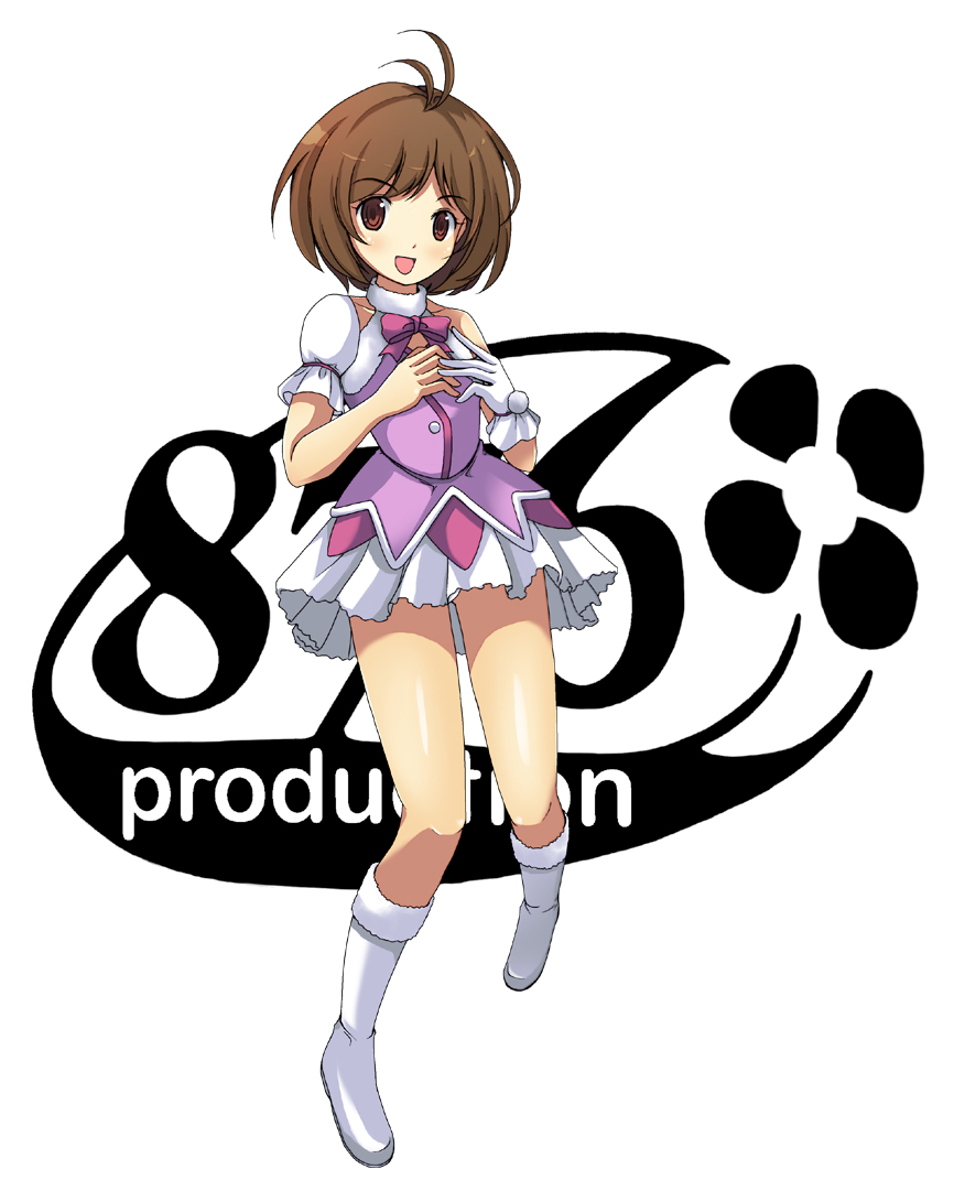 onion (lemlaml), hidaka ai, idolmaster, idolmaster dearly stars, bad id, bad pixiv id, 00s, 1girl, ahoge, antenna hair, brown eyes, brown hair, cute & girly (idolmaster), female focus, gloves, short hair, solo