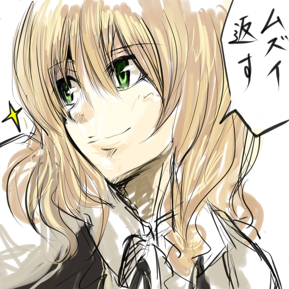 pokimari, kirisame marisa, touhou, bad id, bad pixiv id, 1girl, blonde hair, female focus, green eyes, sketch, smile, solo