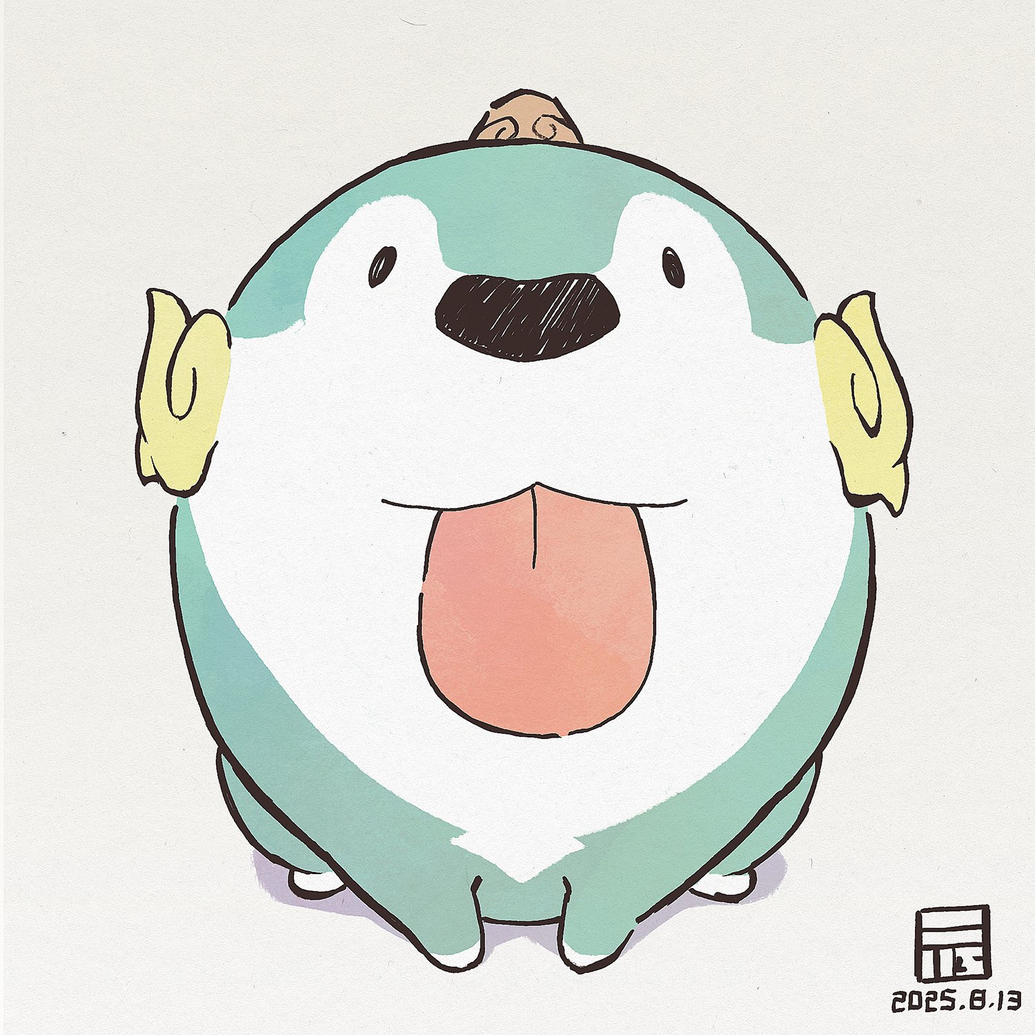 y koichi, tensui no sakuna-hime, commentary request, highres, :p, animal focus, closed mouth, no humans, simple background, solo, tama-jii, tongue, tongue out, white background