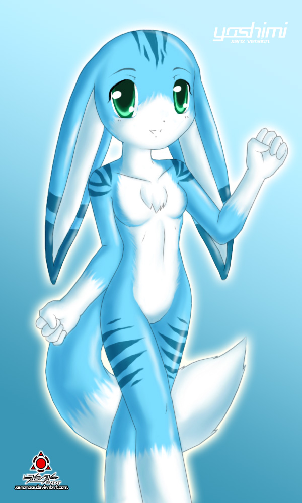 mn xenx, original, fur, blue skin, furry, green eyes