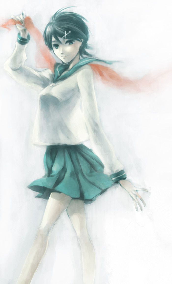 etomai, fuura kafuka, sayonara zetsubou sensei, bad id, bad pixiv id, 00s, pleated skirt, school uniform, serafuku, skirt