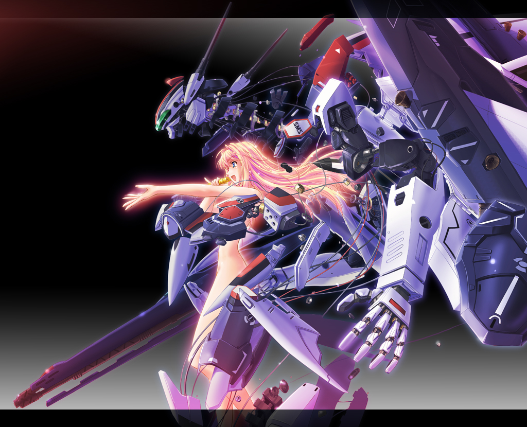 taro (gaki), taro (pixiv534231), sheryl nome, macross, macross frontier, bad id, bad pixiv id, 00s, mecha, microphone, music, nude, robot, singing, solo