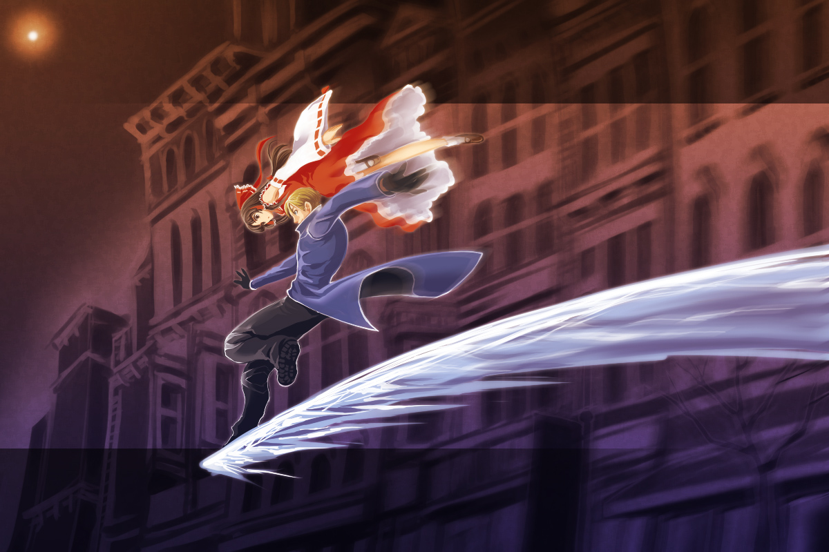 esaka, hakurei reimu, iceman (x-men), marvel, touhou, x-men, bad id, bad pixiv id, crossover, ice