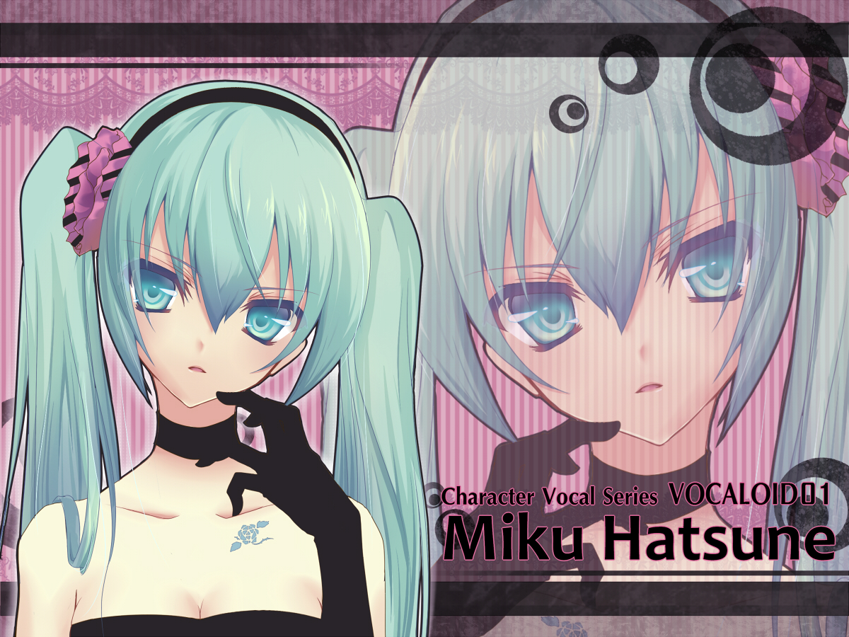 oota minoru, hatsune miku, vocaloid, bad id, bad pixiv id, aqua eyes, aqua hair, elbow gloves, gloves, hairband, long hair, solo, tattoo, twintails, zoom layer