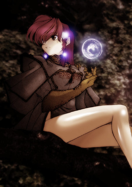 rf400rv, 1girl, braid, breasts, dress, elbow gloves, female focus, gloves, large breasts, legs, long hair, red hair, solo