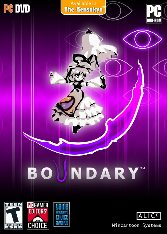 yakumo yukari, half-life, portal, portal (series), portal 1, portal 2, touhou, bad id, bad pixiv id, 1girl, boundary, cover, crossover, dress, female focus, gap (touhou), hat, hat ribbon, layered dress, long skirt, long sleeves, mob cap, parasol, parody, pink background, poster (medium), ribbon, schema, simple background, skirt, smile, solo, standing, tabard, umbrella, valve, yin yang