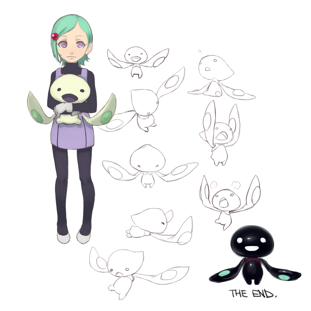 kansou samehada, eureka (eureka seven), nirvash, theend, eureka seven, eureka seven: pocket ga niji de ippai, eureka seven (series), bad id, bad pixiv id, 00s, 1girl, animal, aqua hair, child, female focus, hug, pantyhose, pink eyes, short hair, smile, solo