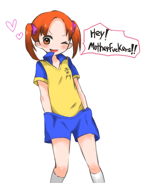 matsuoka miu, ichigo mashimaro, english text, heart, profanity, short hair, twintails