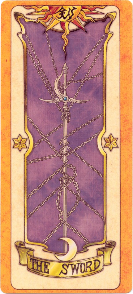clow card, sword (clow card), cardcaptor sakura, tagme, 1990s (style), chain, retro artstyle, sword, weapon