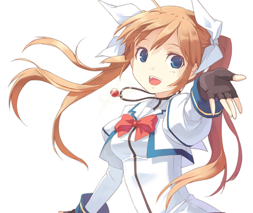 h2so4, raising heart, raising heart (standby mode), takamachi nanoha, lyrical nanoha, mahou shoujo lyrical nanoha, lowres, 00s, 1girl, blue eyes, female focus, gem, long hair, open mouth, purple eyes, solo, twintails