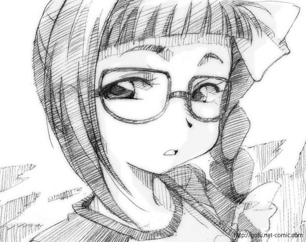 gofu, nogami shouko, asatte no houkou, traditional media, 00s, glasses, greyscale, monochrome, portrait, sketch, solo