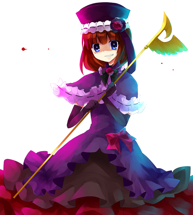 haboshi hitomi, hitomi (artist), eva beatrice, umineko no naku koro ni, bad id, bad pixiv id, 00s, blue eyes, dress, elbow gloves, flower, gloves, orange hair, ribbon, rose, staff