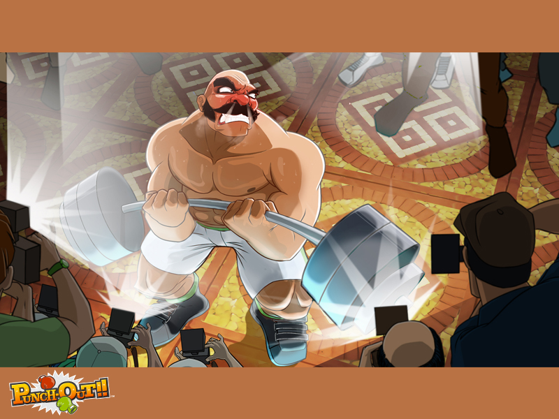 bald bull, nintendo, punch-out!!, angry, camera, dumbbell, furious, steam, weights