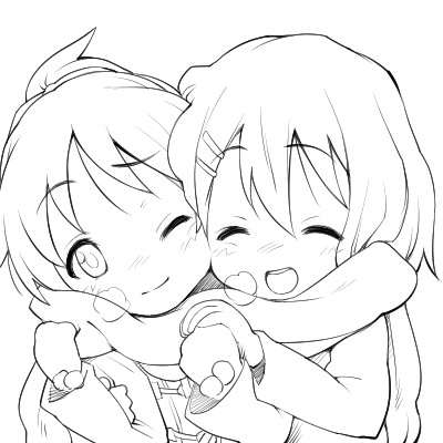 hairu, hirasawa ui, hirasawa yui, k-on!, lowres, 00s, 2girls, closed eyes, gloves, greyscale, hair ornament, hairclip, monochrome, multiple girls, one eye closed, scarf, shared clothes, shared scarf, short hair, siblings, sisters, wink, yuri