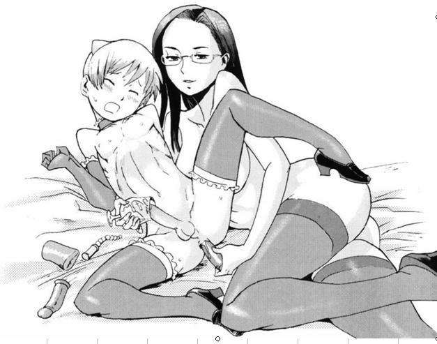 kuroiwa menou, 1boy, 1girl, age difference, anal, anal object insertion, artificial vagina, bdsm, beads, blush, bondage, bound, brother and sister, collar, crossdressing, cum, cum in container, cum in cup, cup, dildo, drinking glass, elbow gloves, femdom, glasses, gloves, hetero, holding, holding cup, incest, nude, object insertion, pegging, penis, penis milking, sex toy, shota, siblings, spread legs, sweat, teenage girl and younger boy, thighhighs, uncensored, wine glass