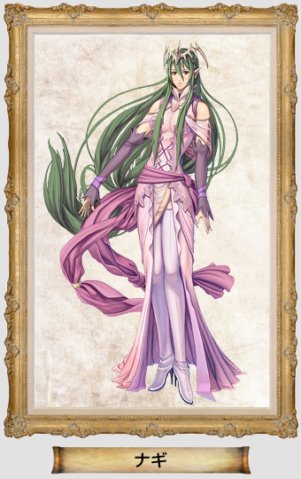 nagi (fire emblem), fire emblem, fire emblem: shadow dragon, nintendo, official art, gloves, green hair, hair ornament, long hair, pointy ears, very long hair