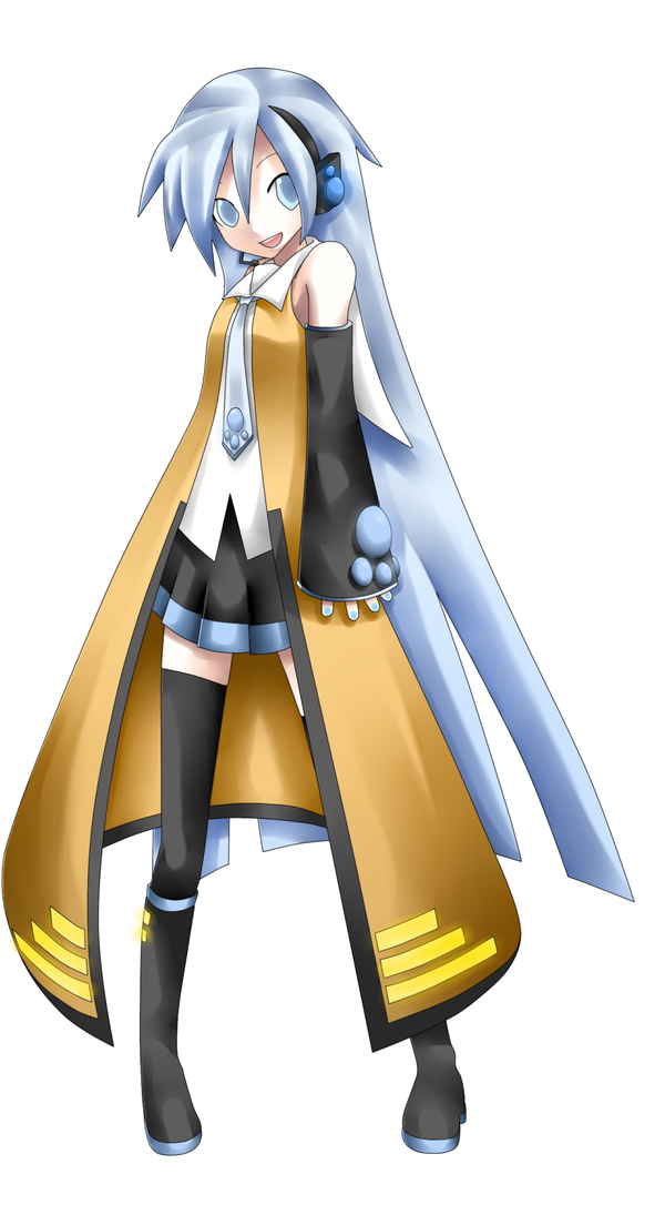 musune kuromi, original, vocaloid, self-upload, blue eyes, boots, long coat, long hair, solo, thighhighs, very long hair