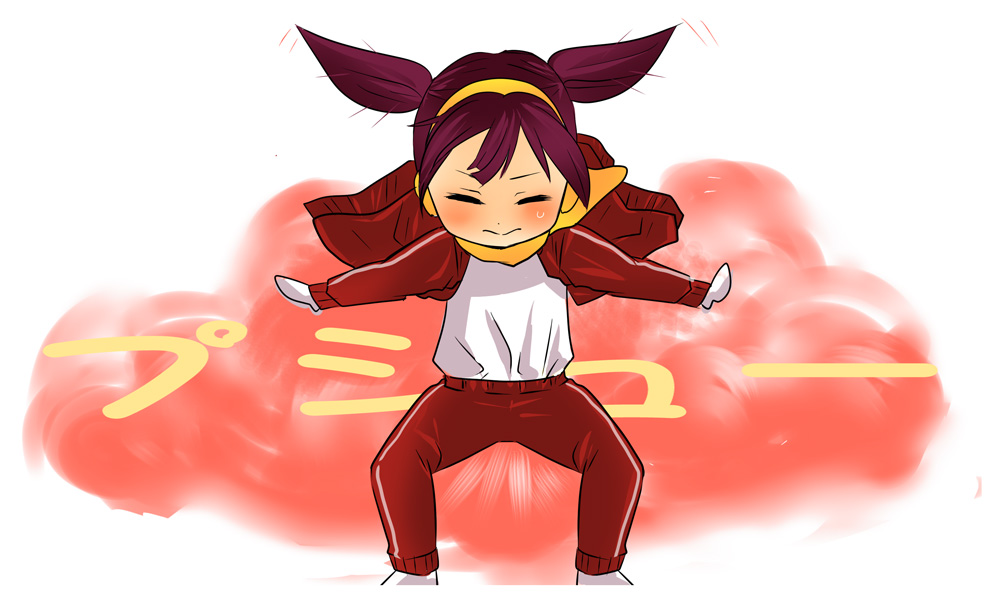 tagme, 1girl, chibi, fart, female focus, solo