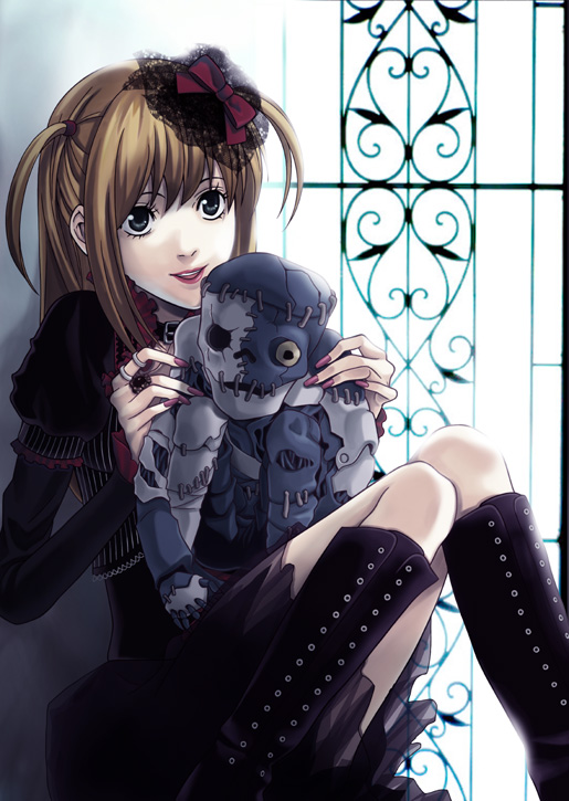 matsubara mio, matsubara mio (artist), amane misa, jealous (death note), death note, bad id, bad pixiv id, 00s, 1girl, blonde hair, boots, female focus, goth fashion, hat, jewelry, long hair, ring, solo, twintails, two side up
