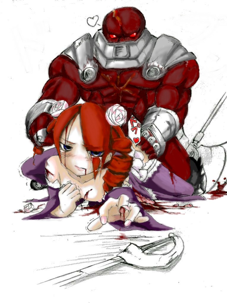 amy sorel, astaroth (soulcalibur), soul calibur, soulcalibur, soulcalibur iii, 1girl, blood, breasts, dark-skinned male, dark skin, defeat, drill hair, grabbing another's hair, guro, heart, holding another's hair, injury, rape, sex, small breasts, struggling, tears