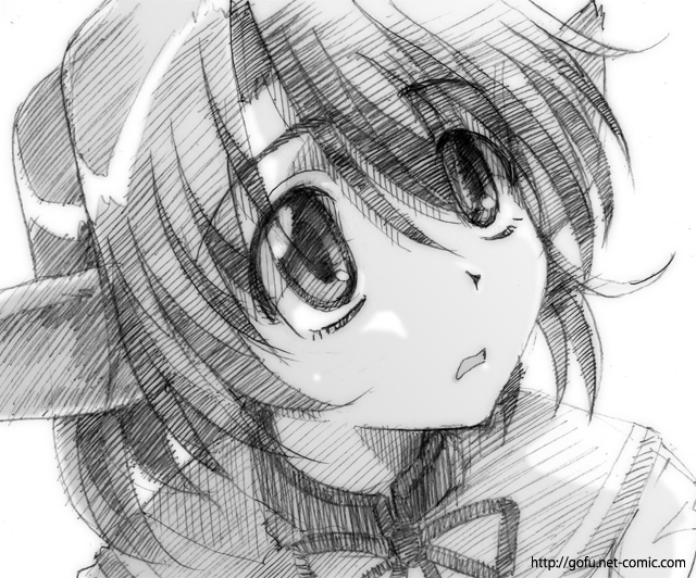 gofu, sakuya (utawarerumono), utawarerumono, traditional media, 00s, 1girl, female focus, greyscale, monochrome, portrait, simple background, sketch, solo
