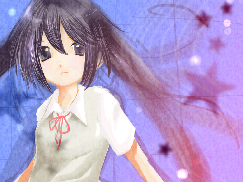 nobu yan, nakano azusa, k-on!, 00s, 1girl, black eyes, black hair, female focus, long hair, school uniform, solo, twintails